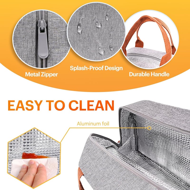 Easyfun Lunch Bag for Women & Men Adult Insulated Lunch Box, Small Leakproof Cooler Food Lunch Containers Reusable High Capacity Lunch Tote Bags for Work, Travel, Outdoor (Grey) - Image 4